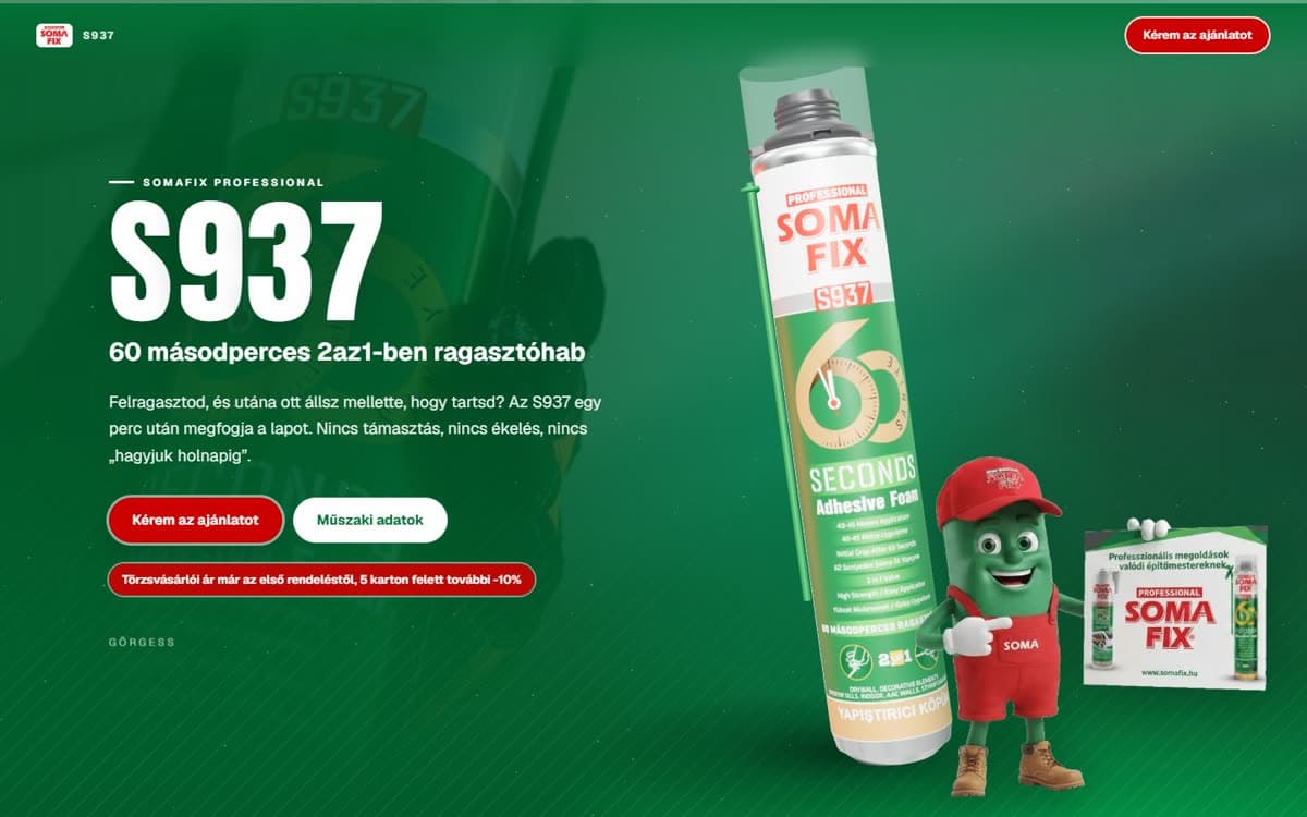 SomaFix S937 termékoldal 3D-s flakonnal