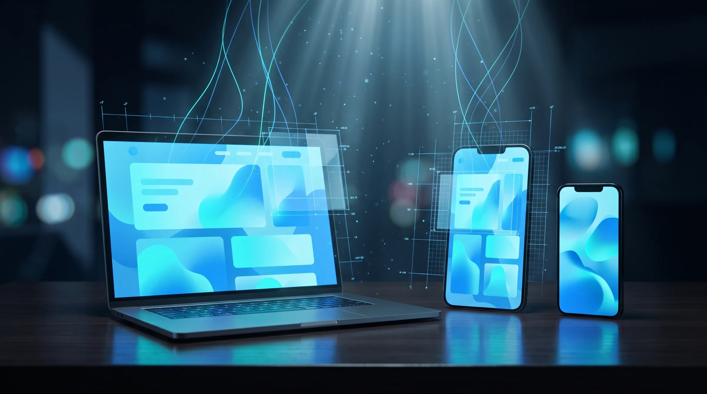 Ugyanaz a weboldal laptopon, tableten és telefonon